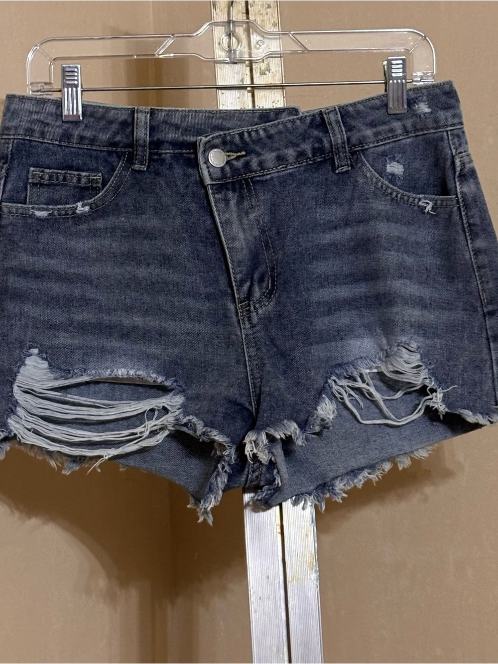SHEIN Distressed Black High-Rise Denim Shorts Sz 29